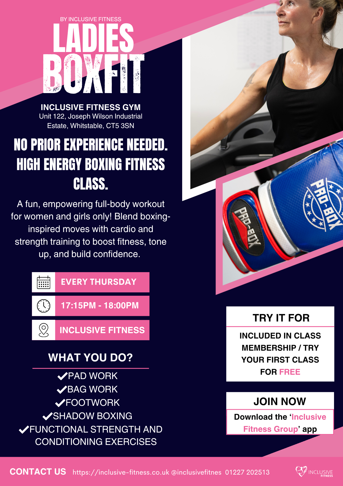 Ladies BoxFit class flyer