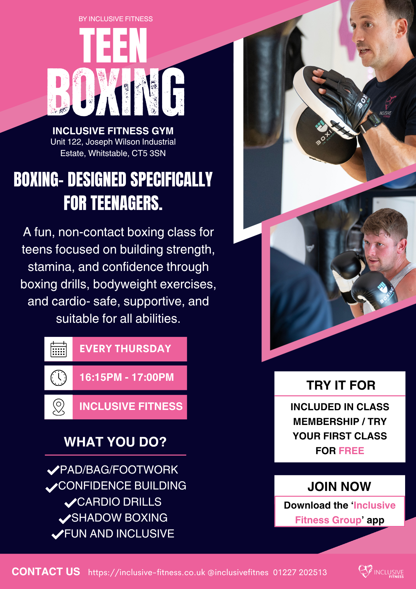 Teen Boxing class flyer